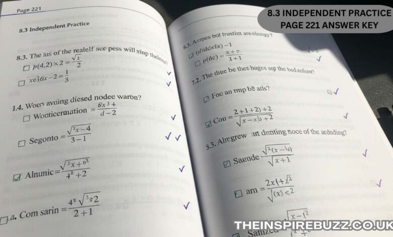 8.3 Independent Practice Page 221 Answer Key