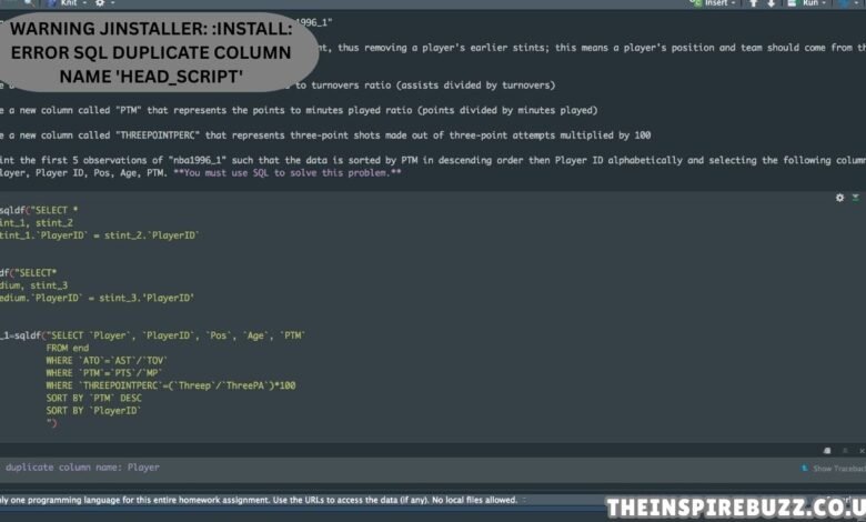Warning JInstaller: :Install: Error SQL Duplicate Column Name 'head_script'
